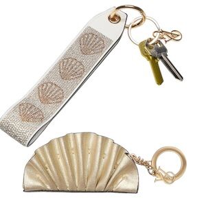 Victoria's Secret Gold Shell Coin Purse & Wristlet Keychain